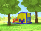 Inflatable bouncy slide with optional pool