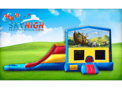 Noah's Ark church themed bounce house slide