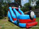 Train inflatable blue slide